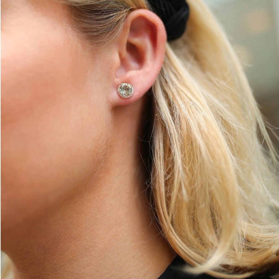 14k White Gold Amethyst and Diamond Stud Earrings | Dunkin's Diamonds